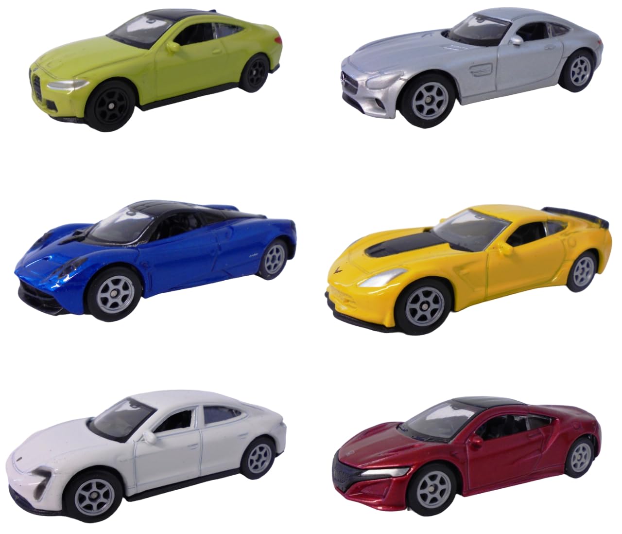 OPO 10 - Lot of 6 miniature cars 3 inches: BMW PORSCHE HONDA PAGANI NISSAN CHEVROLET - WELS02, Multicolor