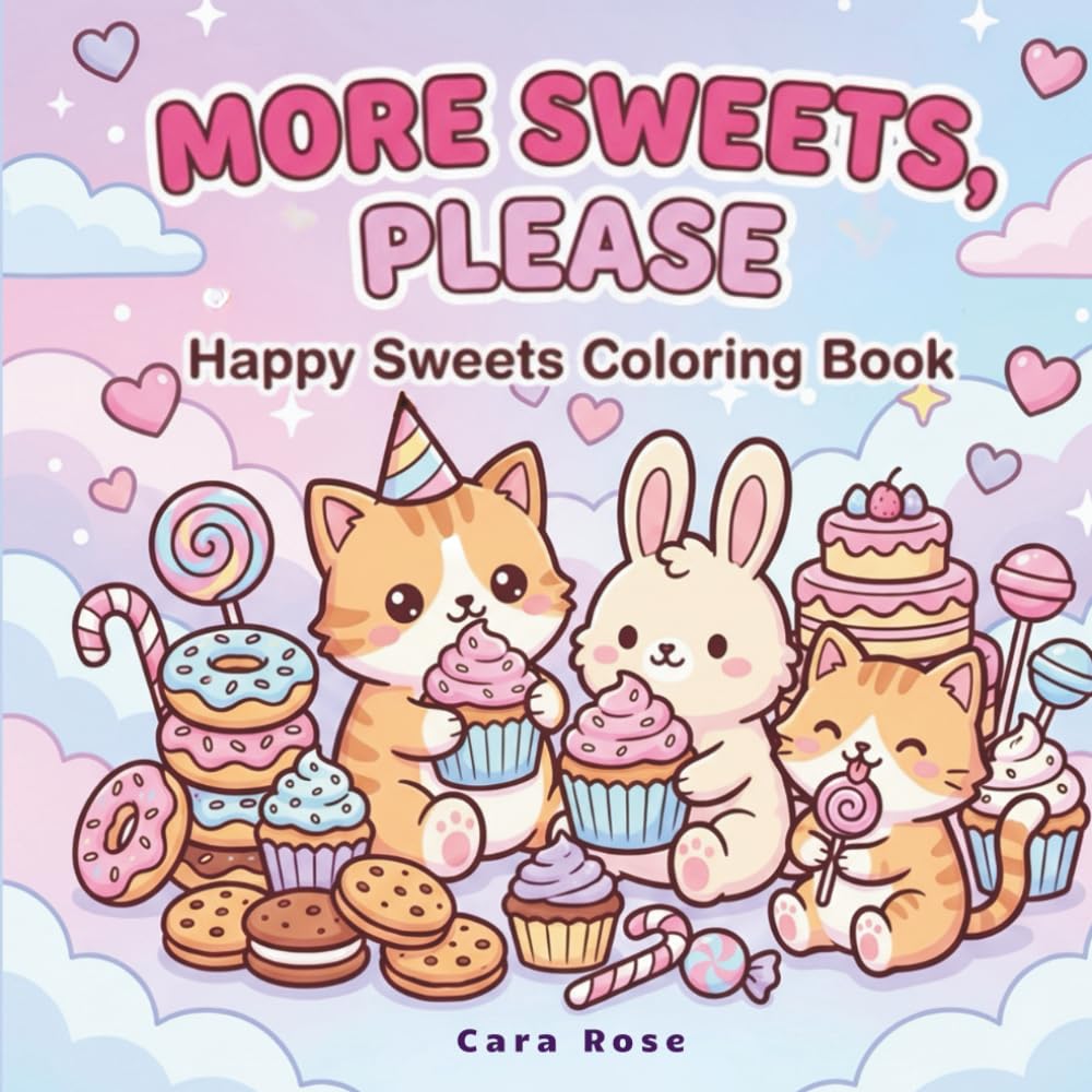 MORE SWEETS, PLEASE: Cute and Easy Coloring Book for Relaxation