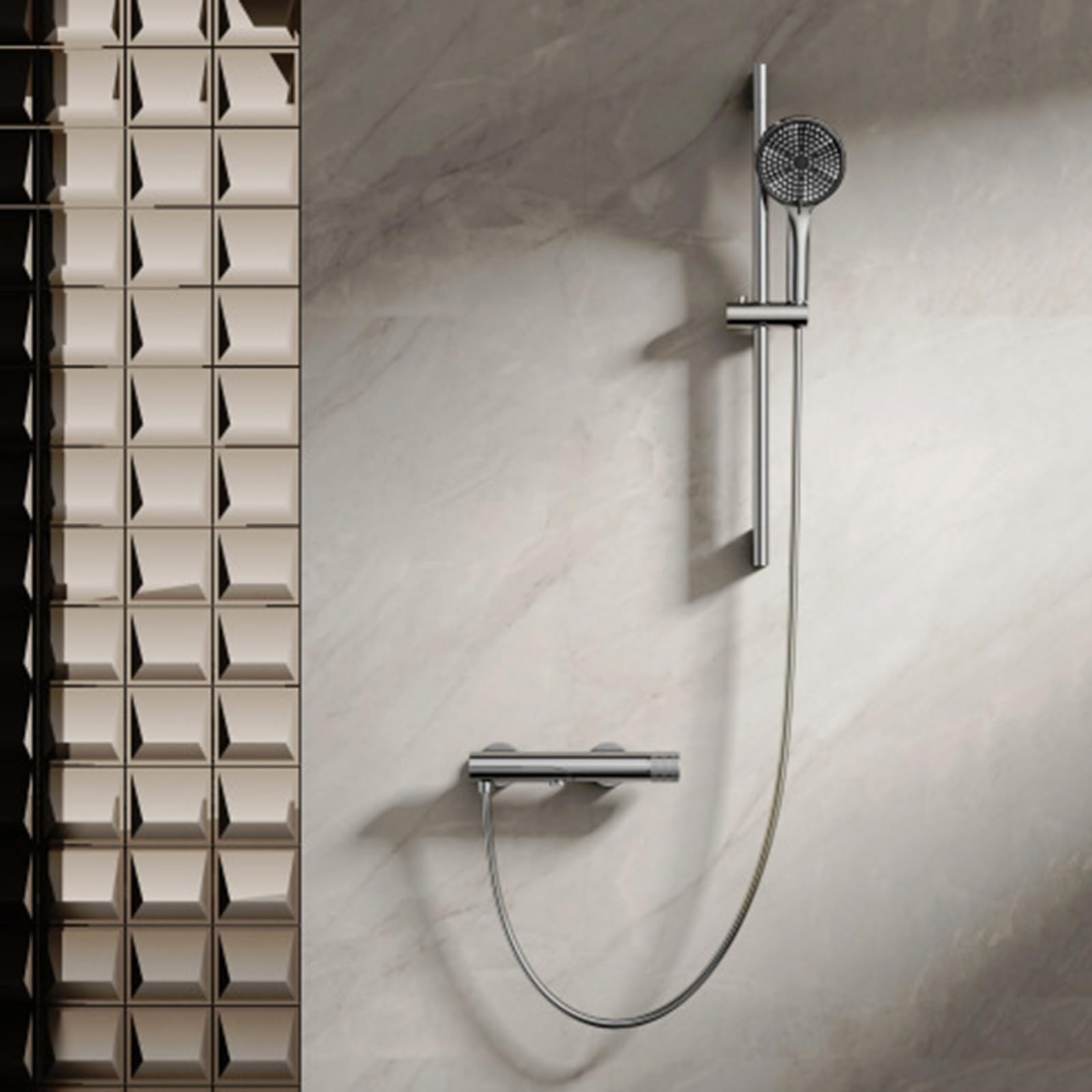 XJTNLB Grifo de Bañera con Barra de Ducha Grifo Ducha Pared Cromado Grifería Monomando de Bañera y Ducha Hecha de Latón