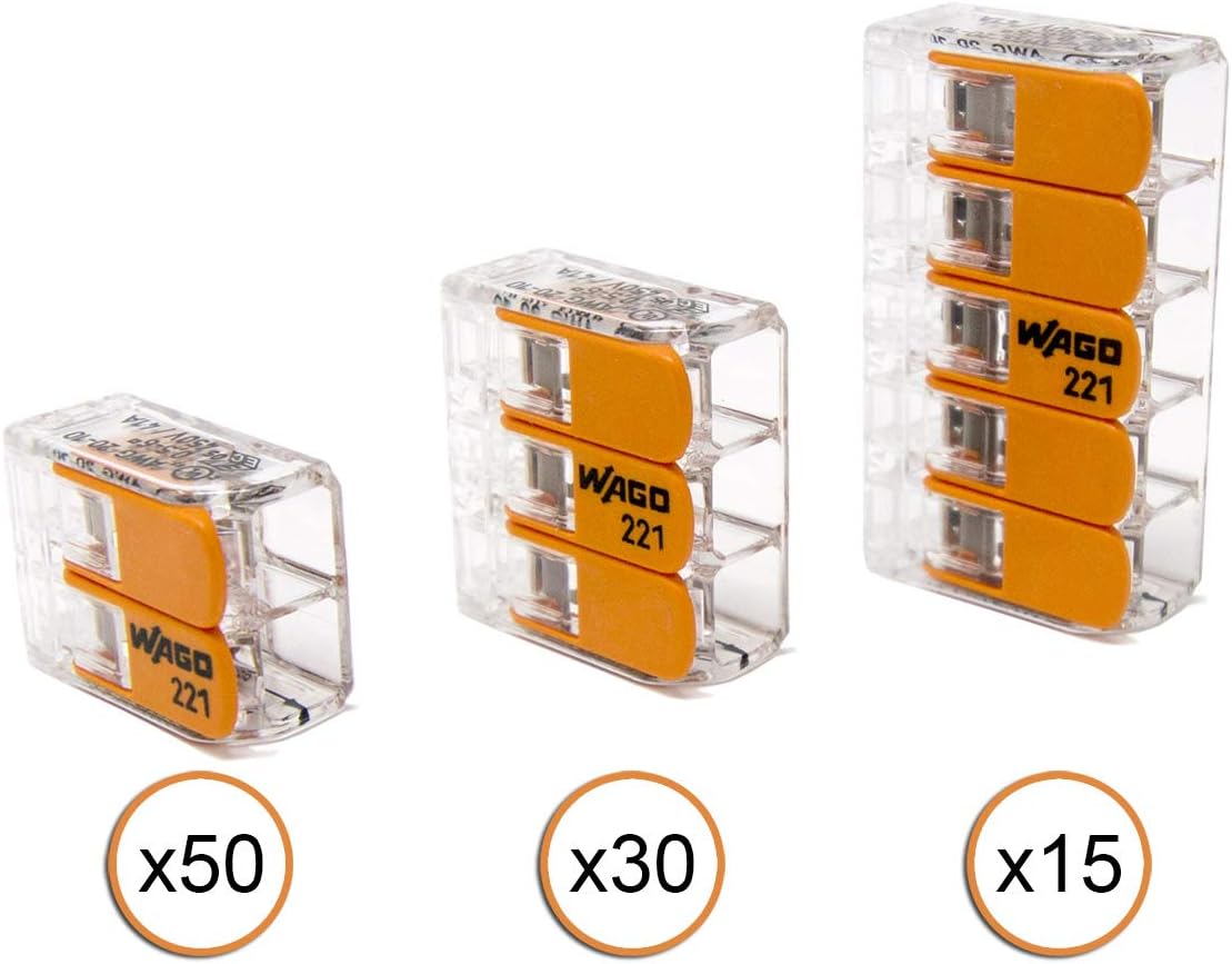 WAGO 221-61x LEVER-NUTS 10AWG 95pc Compact Wire Connector Assortment