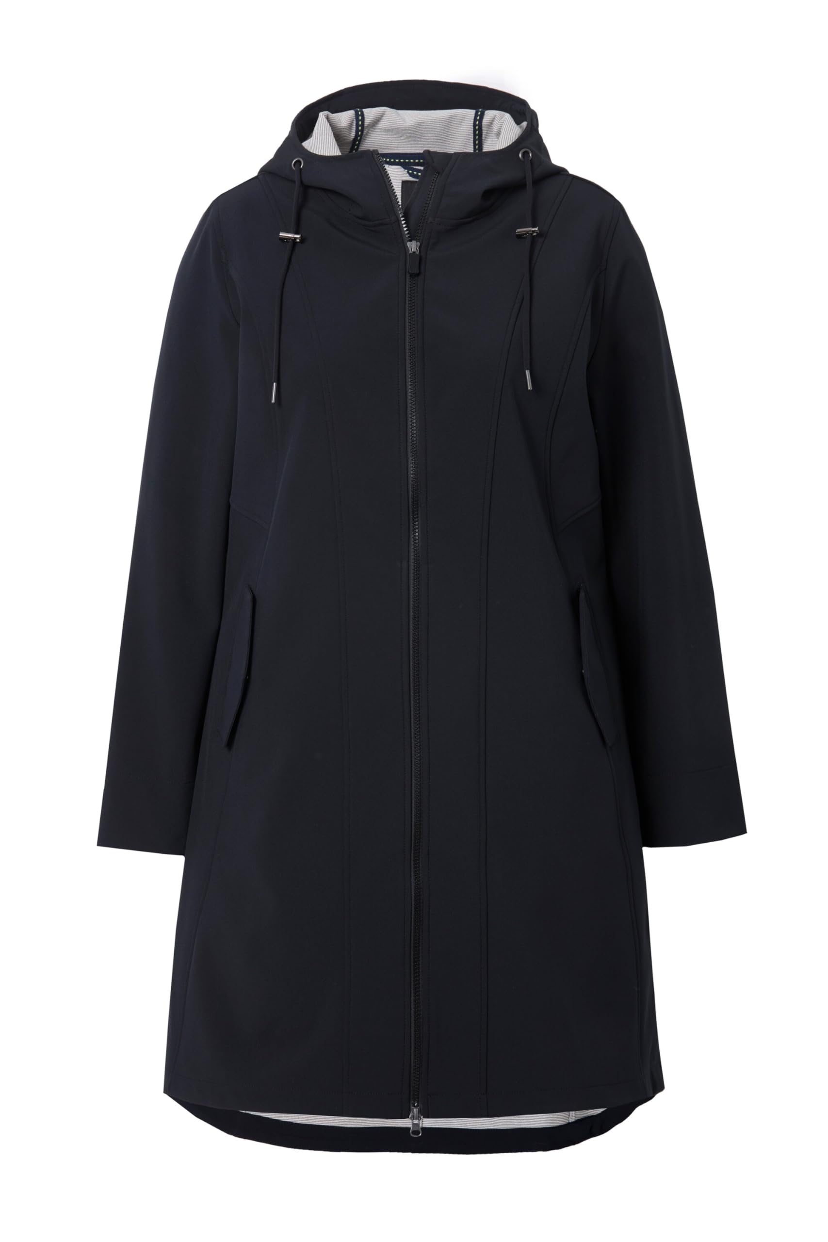 Ulla Popken Damen Hyprar Softshell-longjacke, Wasserabweisend, Kapuze Longjacke