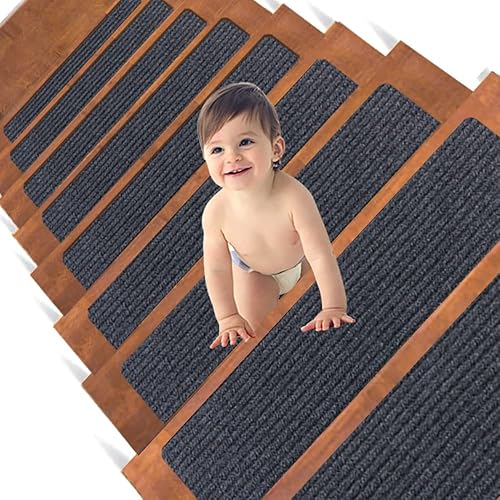 PURSQUAL Alfombra antideslizante para escaleras de interiores para escaleras, alfombras de escaleras y tapetes para ancianos, niños y mascotas, 15