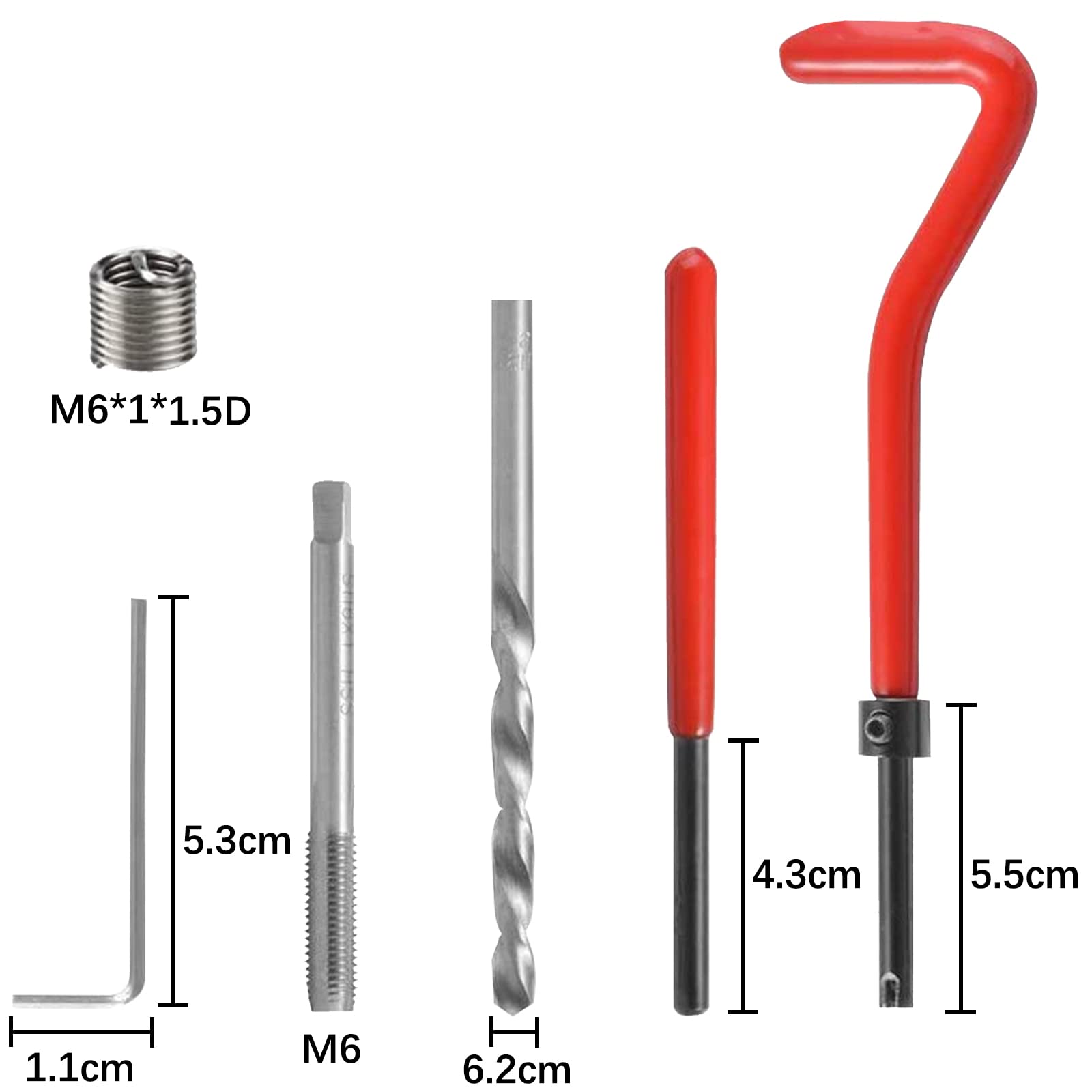 1 Kit Riparazione filetti,Kit di Riparazione Filettatura in Acciaio Inox Filettatura Interna di Riparazione Accessori Assortimento Kit di Inserti Filettati