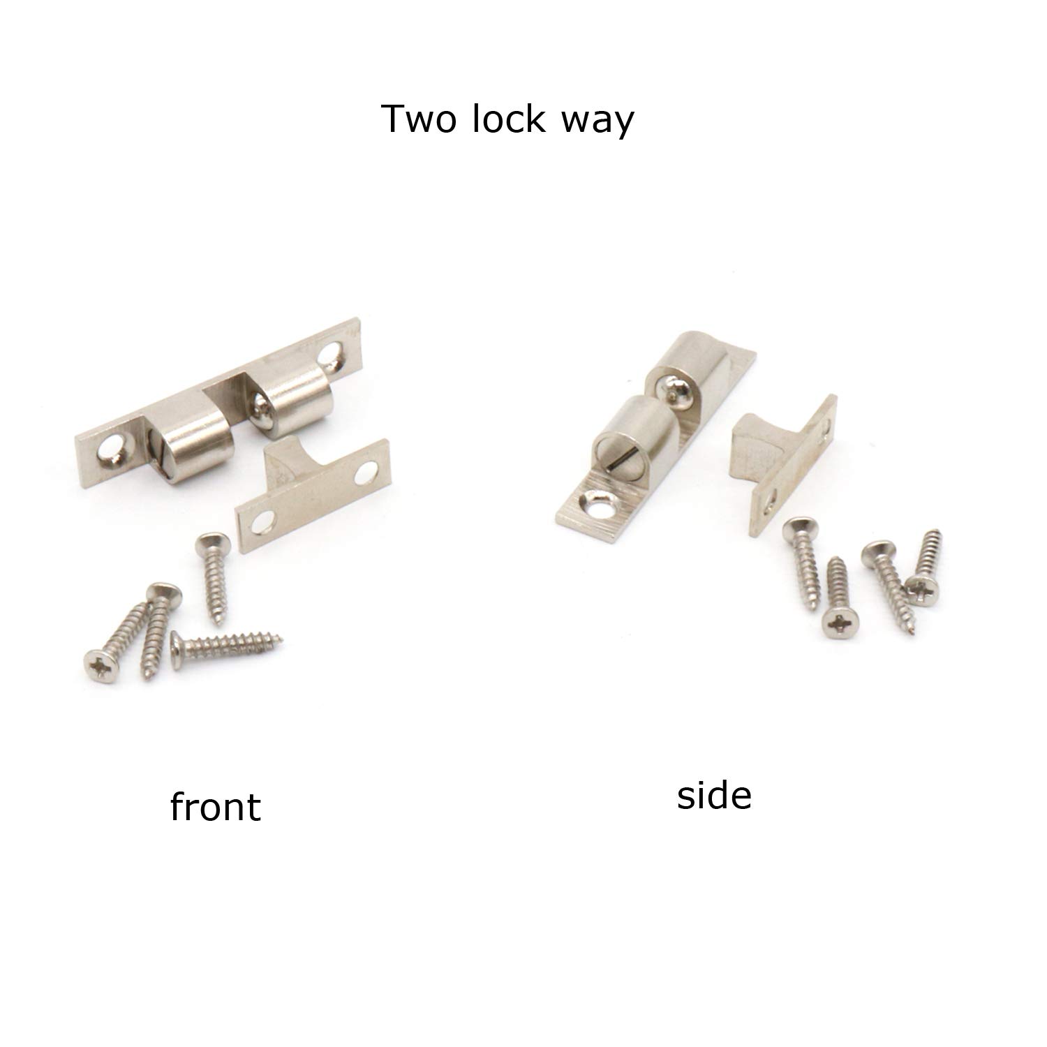 Set Of 6 Solid Brass Ball Catches - Adjustable Tension Roller Latches For Cabinet & Furniture Doors