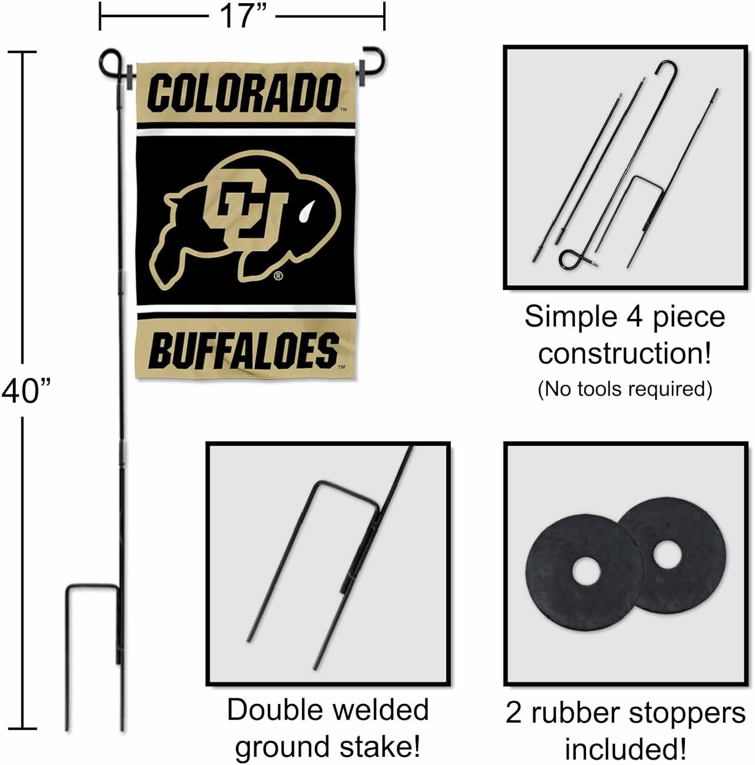 Colorado Buffaloes Garden Flag with Stand Holder - Image 3