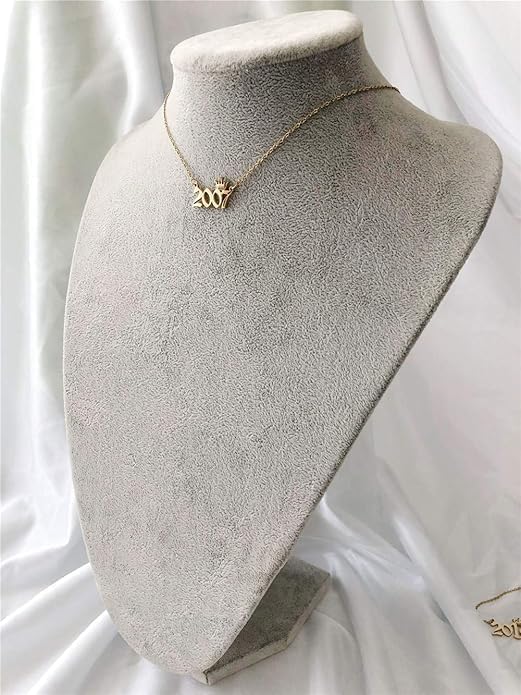 Birth Year Number with Crown Necklace,Old English, Memorable Anniversary Jewelry for Women Girls, Personalized Birthday Jewelry 18K Real Gold Stainless Steel Pendant - Image 4