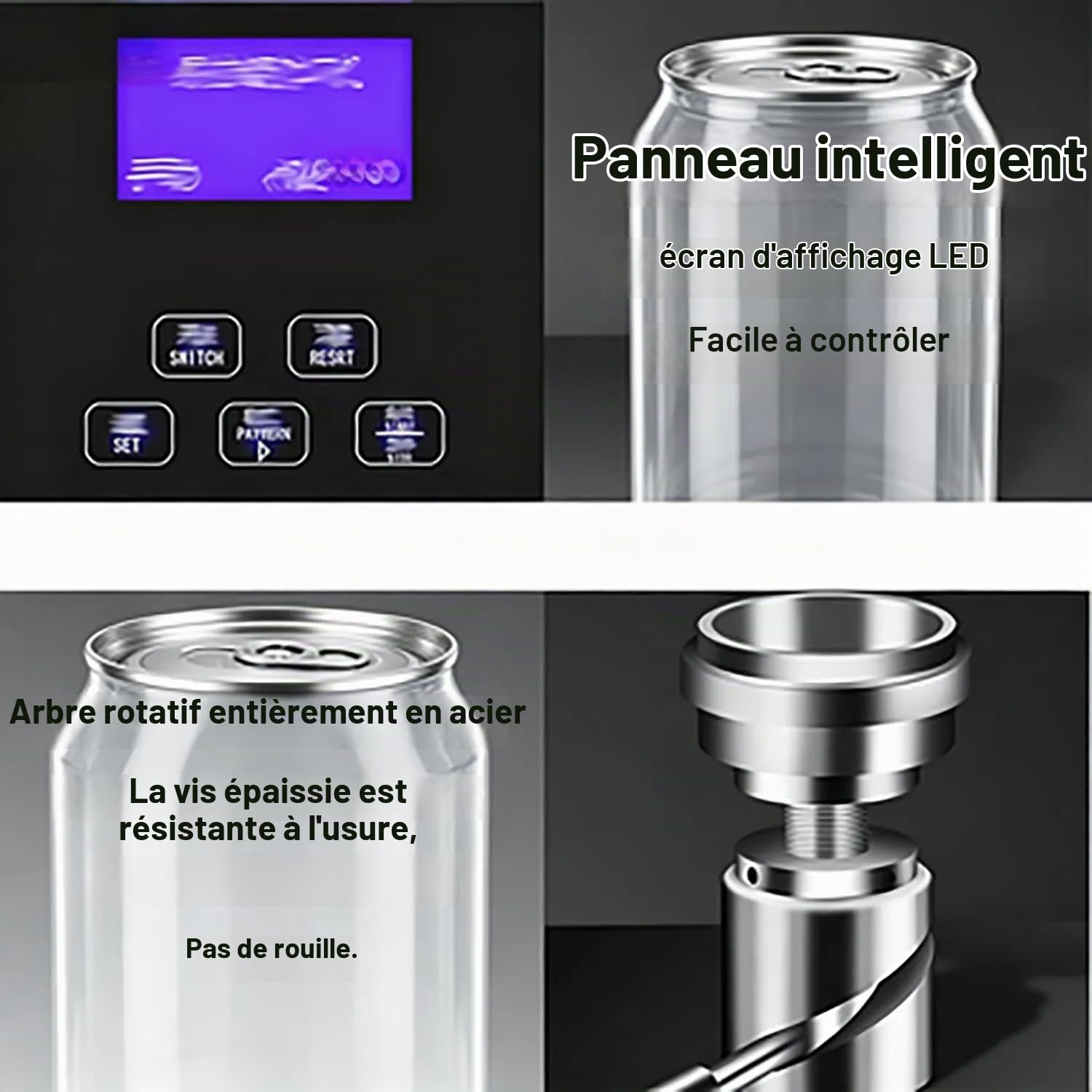 Machine de Scellant Automatique Scellant ÉLectrique en Étain Commercial Scelleuse de Canettes à Hauteur Réglable pour Les Canettes en Aluminium/Plastic pour Bars et Cafés