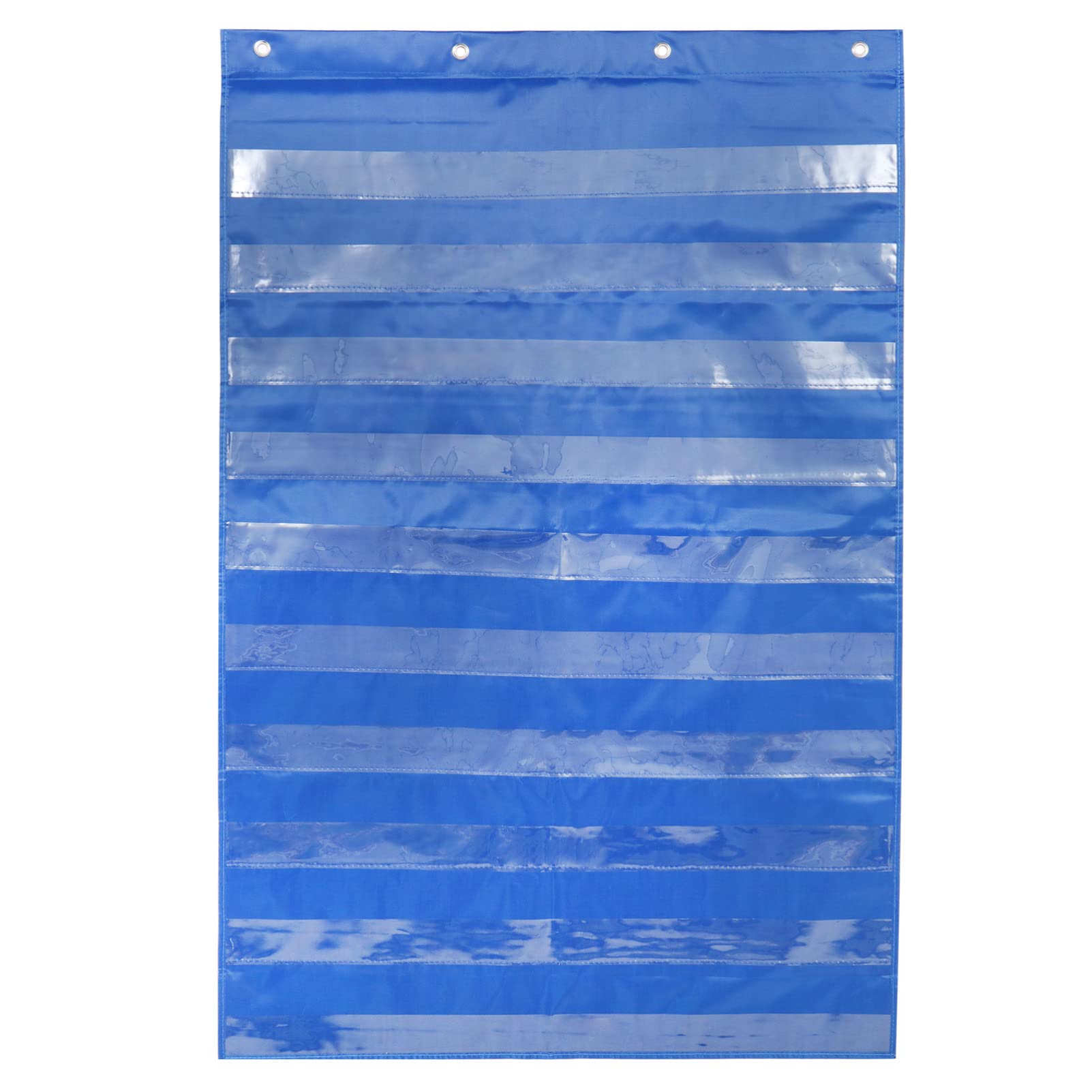 Yardwe Classroom Pocket Chart, Learning Pocket Chart with 10 Transparent Pockets, Teaching Resources Pocket Chart, Squares Teaching Standard Pocket Chart for Teacher Supplies, 27.6X43.3 inch (Blue)