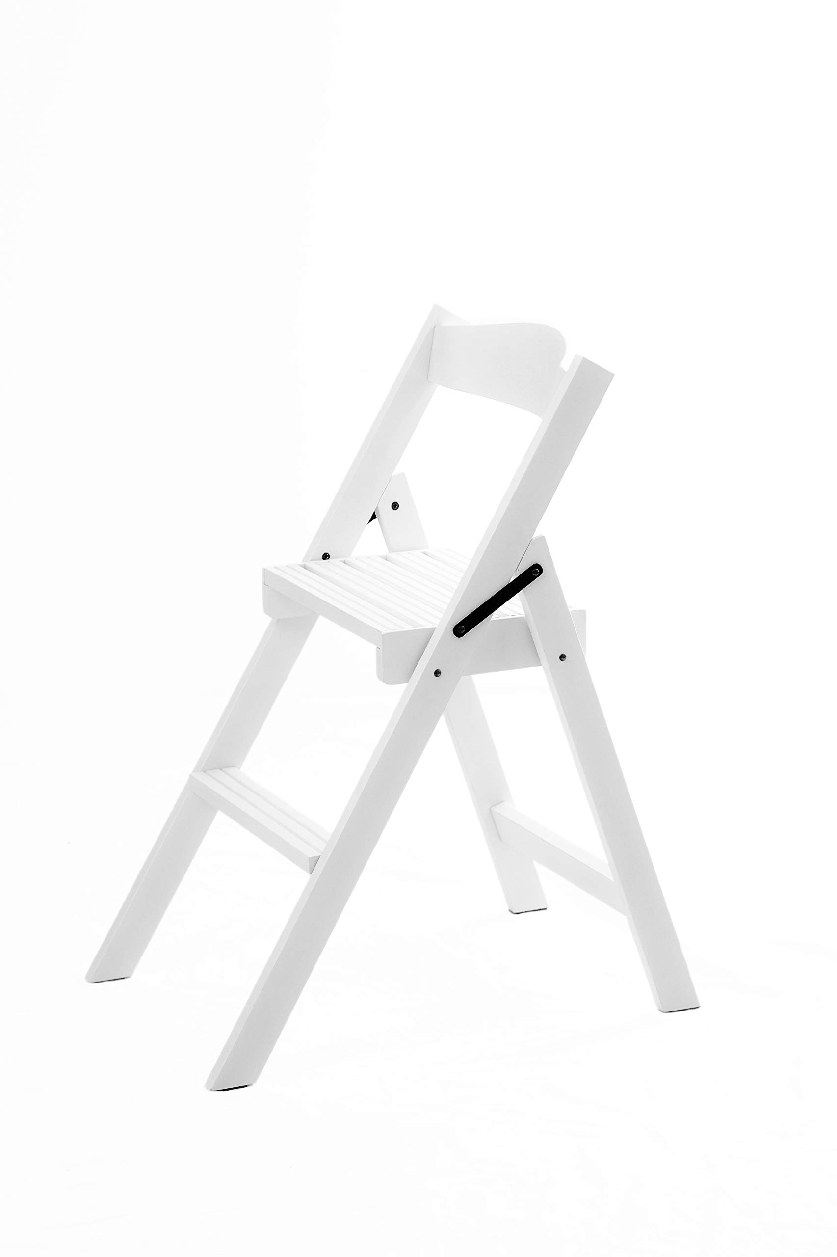 Del Fabbro Klappleiterstuhl Karn Step aus Buchenholz – 2‑in‑1‑Leiter mit Rückenlehne, rutschfeste Stufen – Platzsparender Stuhl Made in Italy