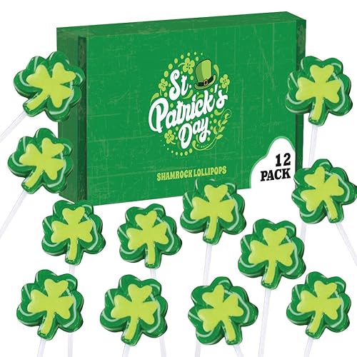 Paletas en forma de trébol ventosas de caramelo envueltas individualmente para desfile del día de San Patricio recuerdos de fiesta bolsas de regalo