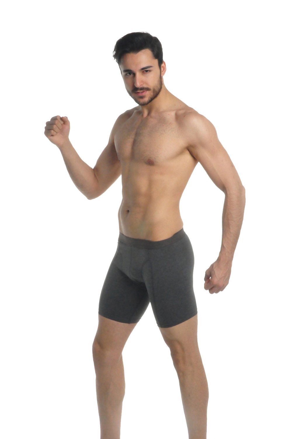 elegance1234 Men`s Active-wear Soft Cotton Extra Long Leg Boxers (Ref:1150) (XXXX-Large, Charcoal)