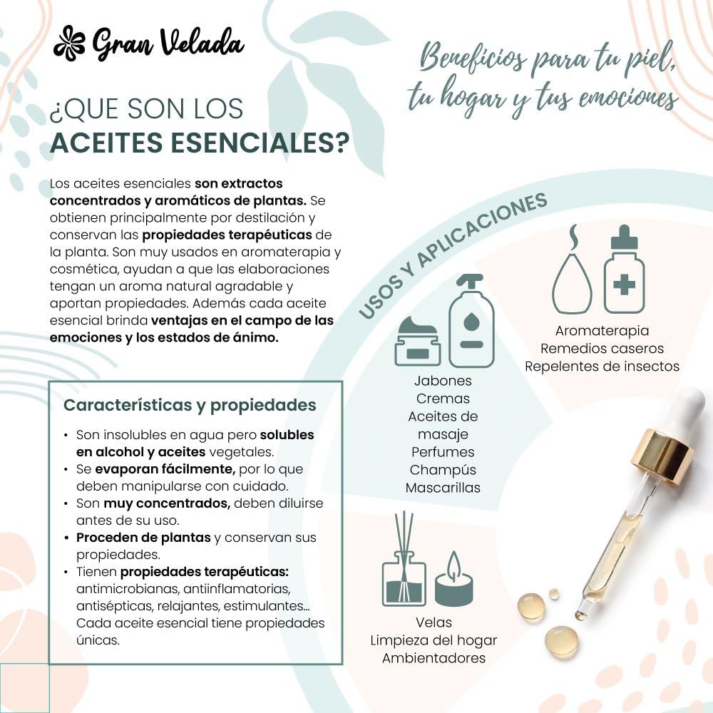 Gran Velada - Aceite Esencial de Clavo Puro y Natural 1000 ml | Estimulante y Antiséptico | Repelente de Mosquitos | Ideal para Acné y Cabello