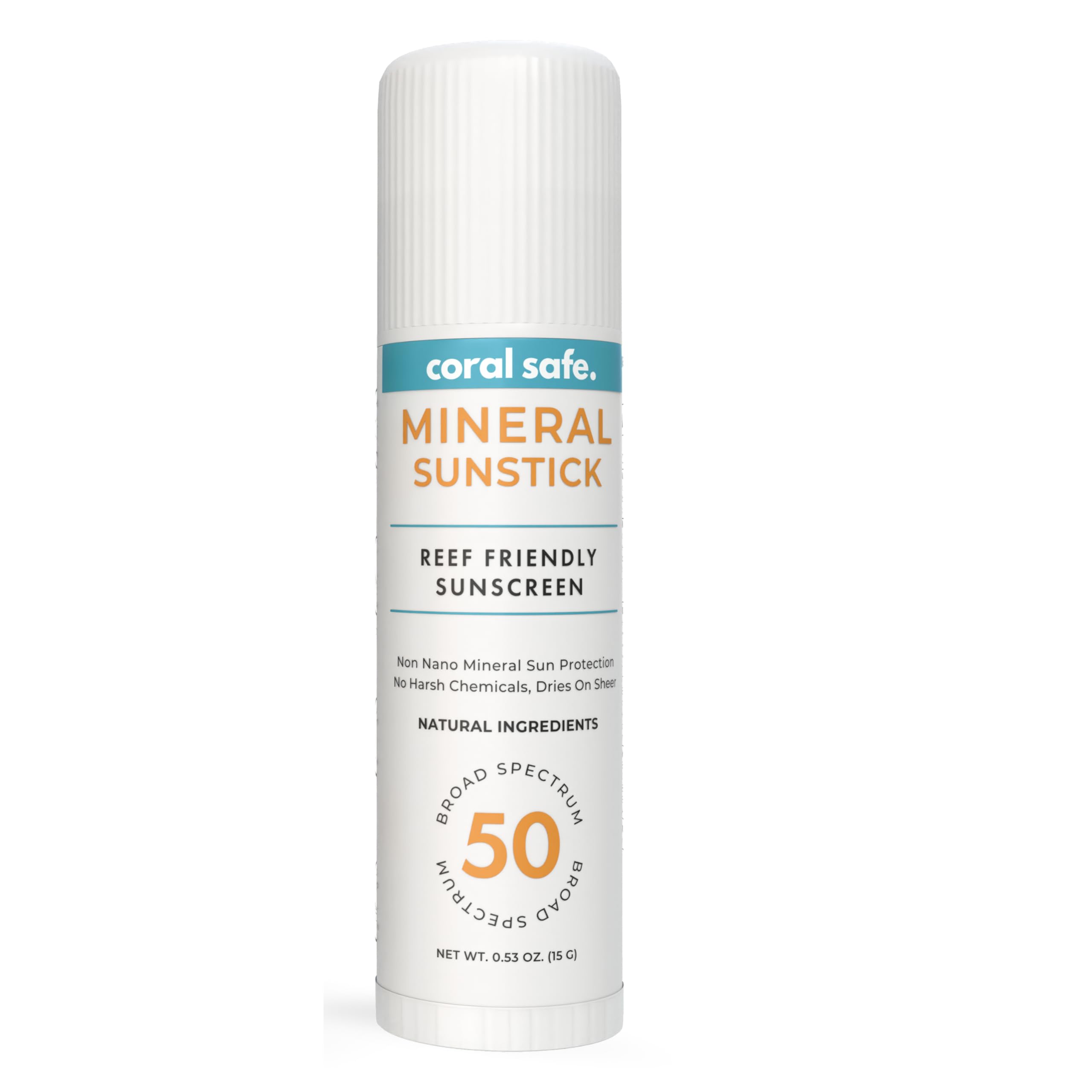 Reef Safe Mineral Sunscreen Face Stick SPF 50 - Biodegradable, Non-Nano Zinc Oxide, Travel Size, Hawaii & Mexico Approved, TSA Approved, 0.5 oz by Coral Safe 0.5 Ounce (Pack of 1)