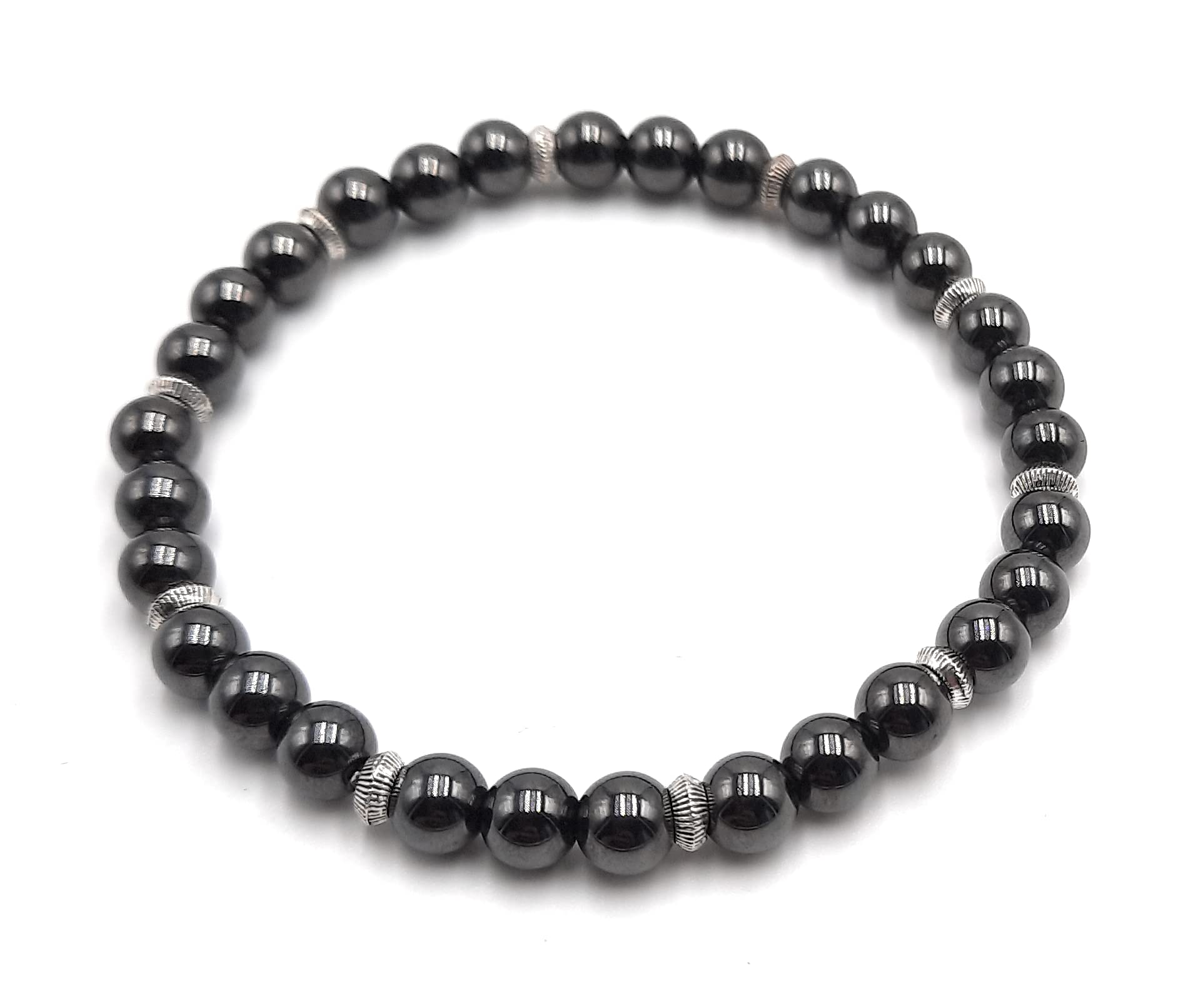Lot de 3 Bracelets Magnétite en Pierres Naturelles (aimant naturel) Qualité AAA | Taille personnalisée de 12 à 22 cm au choix | Perles rondes 6 mm | Création Artisanale Française