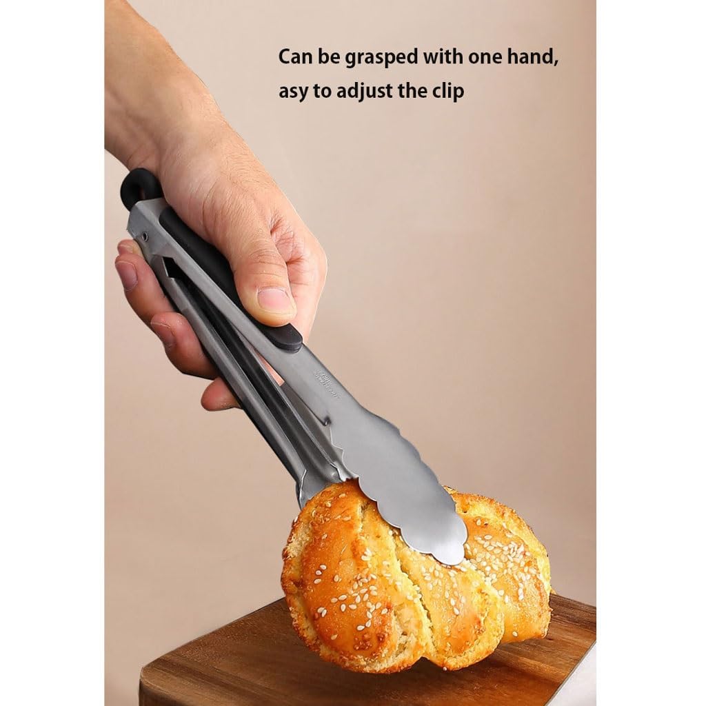 Pinze da cucina per barbecue, pinze da cucina in acciaio inox per grigliare, servire e friggere, perfette per picnic e campeggio
