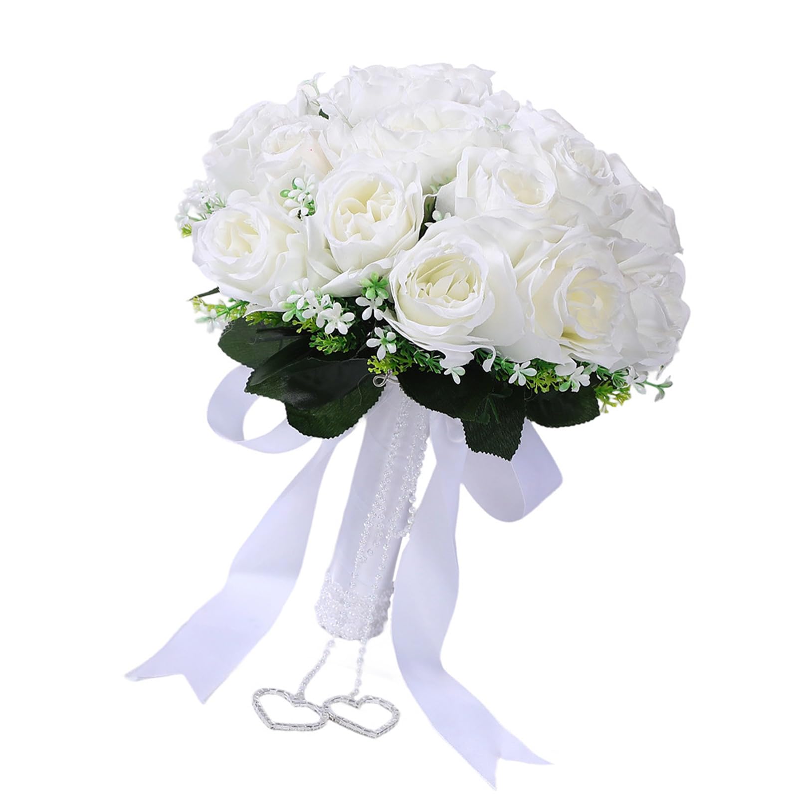 Msioytog Flower Bridal Bouquet Artificial Flower Arrangement Easy Grip for Wedding Ceremony Anniversary Indoor Outdoor Use Artificial Rose Bridal Bouquet