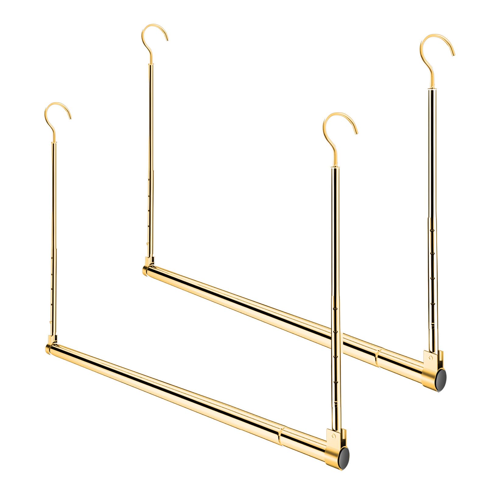 Yeetburg Gold Adjustable Hanging Closet Rod, Extender Hanging Rod, Closet Hanging Organizer, Heavy Duty Closet Bar, Hanging Rod (, 2 Pack)