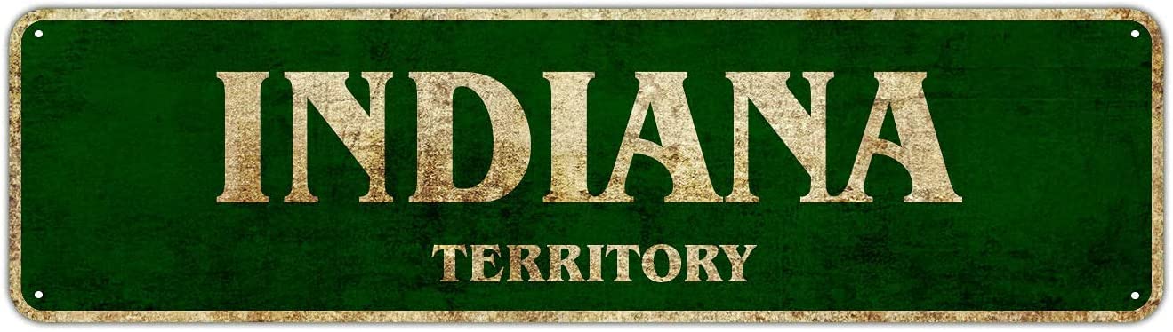 Indiana Territory Decorative Wall Man Cave Bar Street Rustic Vintage Metal Sign Fun Metal Sign 16x4 Inch Vintage Plaque Craft Best Gift Metal Tin Sign