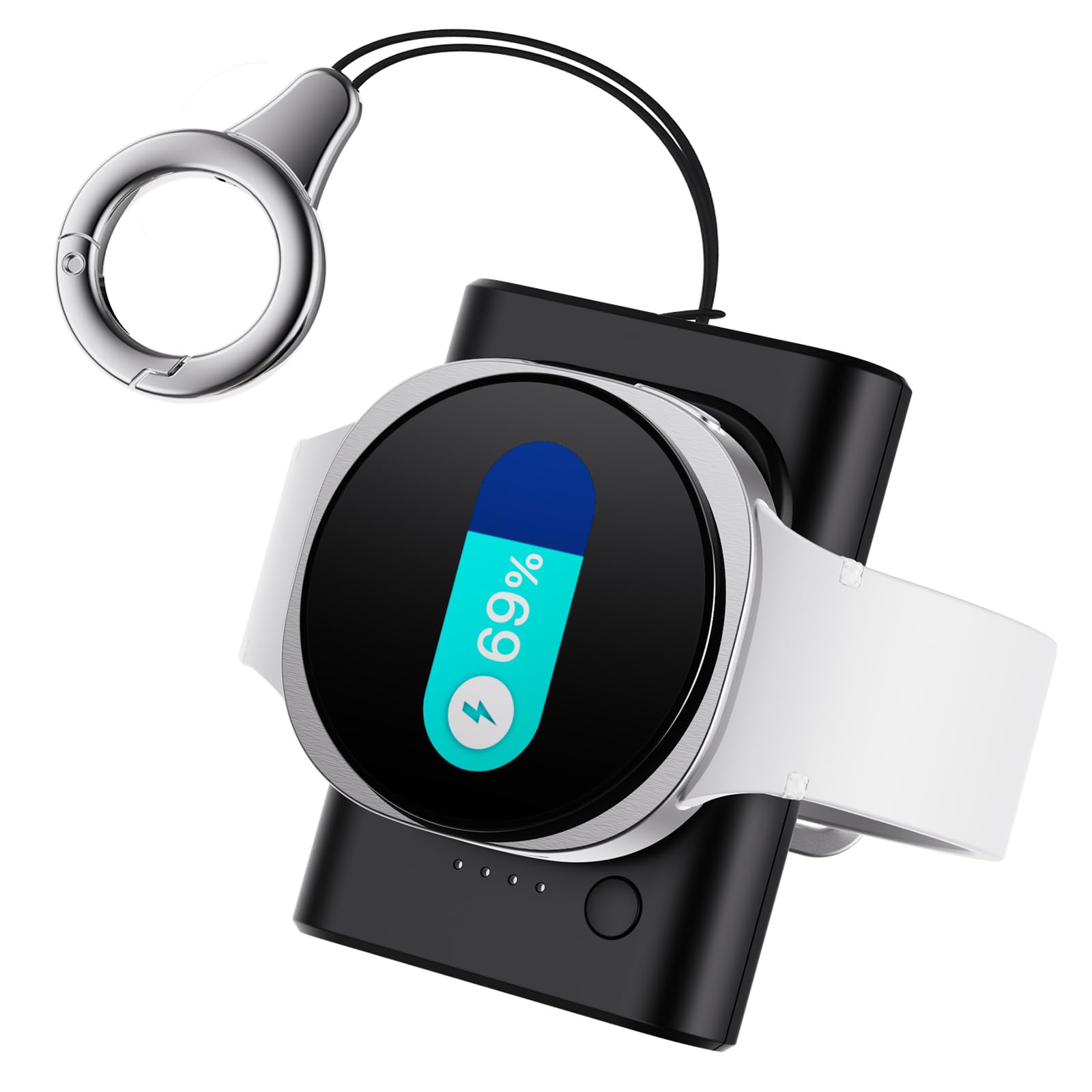 leChivée Portable Wireless Watch Charger for Samsung Watch 8, 1800mAh Portable Charger with Keychain, USB C Portable Charger for Samsung Galaxy Watch 8 Classic/8/Ultra/7/6/FE/5 Pro/5/4/3/Active 2