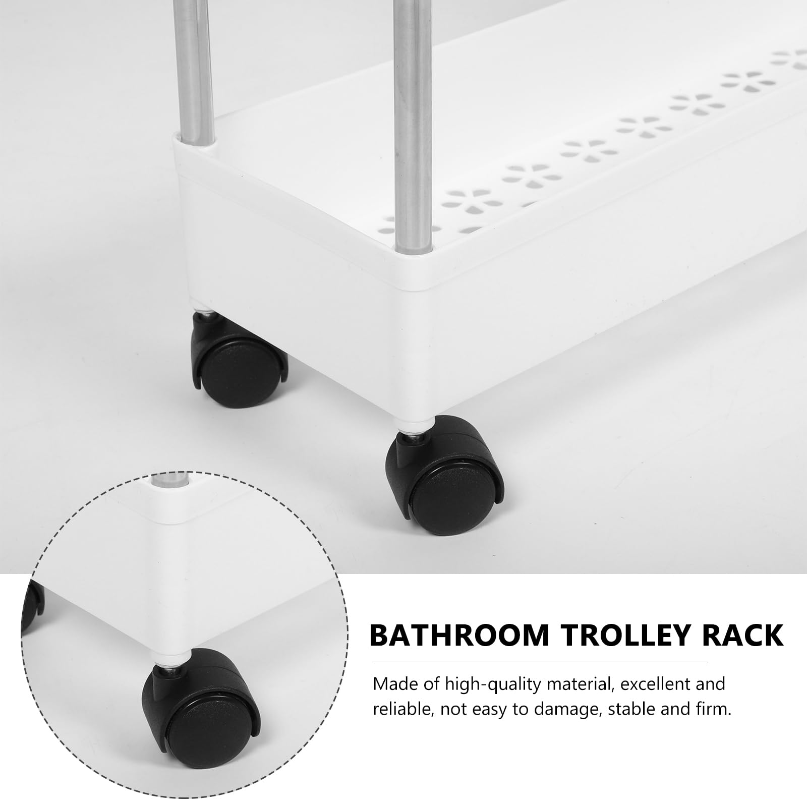 Carro De Almacenamiento De 2 Estantes – Carrito De Plástico Con Ruedas Para Cocina, Baño O Herramientas (40x40x13 Cm)
