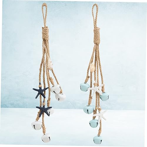 Miniatura 7 de VOSAREA 2 piezas de ornamento colgante de océano rústico colgante de pared campana mediterránea arte de pared colgante decoración de playa colgante