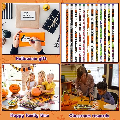 Tuzuaol 80 lápices Halloween con borrador y diseño colorido miniatura 7