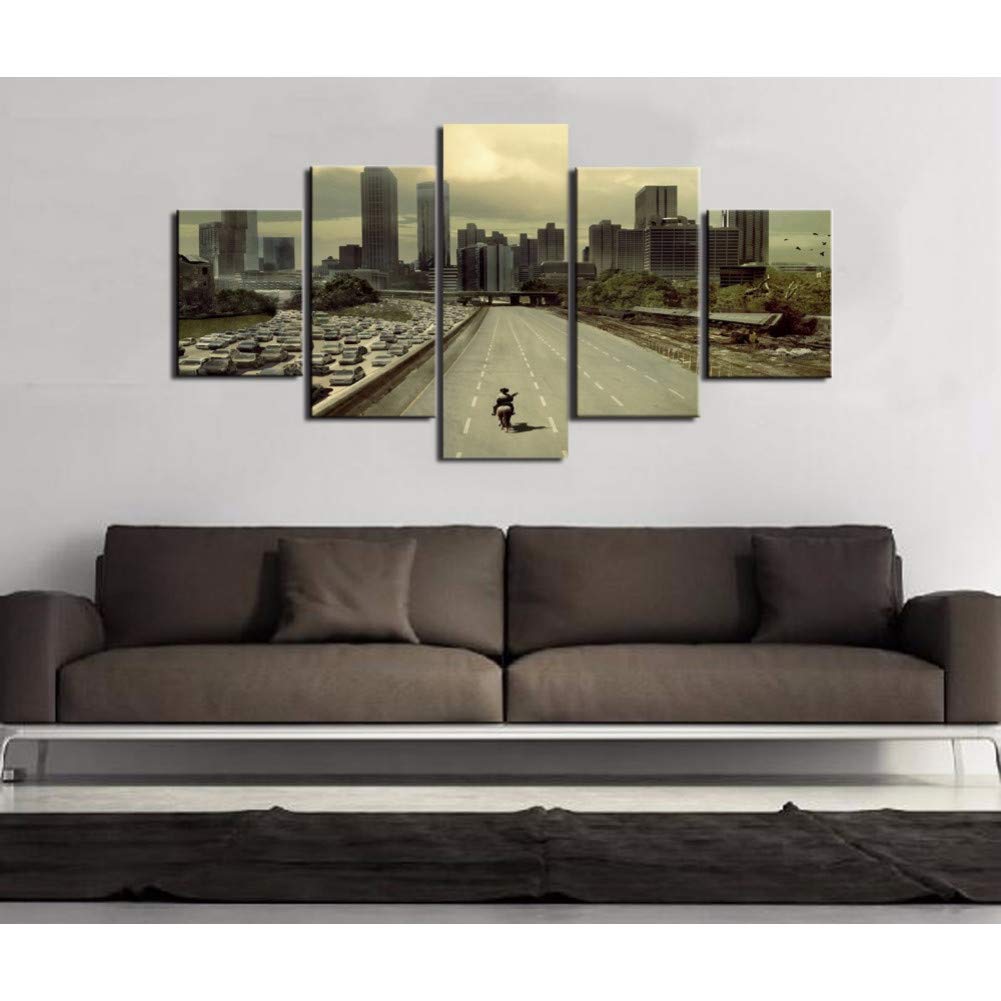 Kunstdrucke Auf Modulare Bilder Hd Gedruckt Leinwand Rahmen Malerei Home Wandkunst Foto Decor 5 Panels Film Walking Dead Landschaft Poster