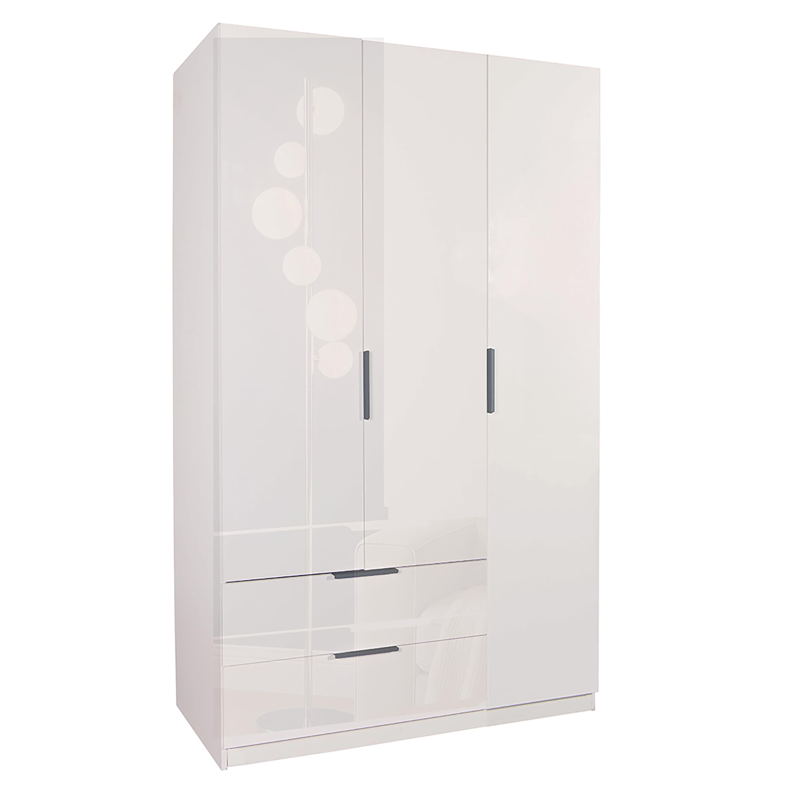AVANTI TRENDSTORE Paciano Armadio 3 ante battenti 2 cassetti legno laminato bianco lucido 119,3x200x58cm