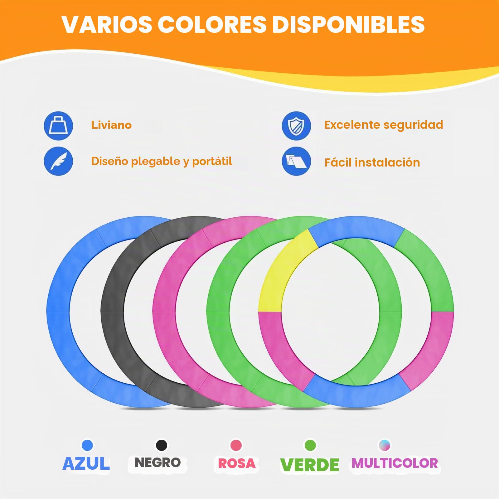Cubierta de borde para cama elástica, diámetro 244, 305, 366, 397, 427 cm, cubierta de muelle, protección de bordes, resistente a los rayos UV, resistente a desgarros, accesorio para cama elástica