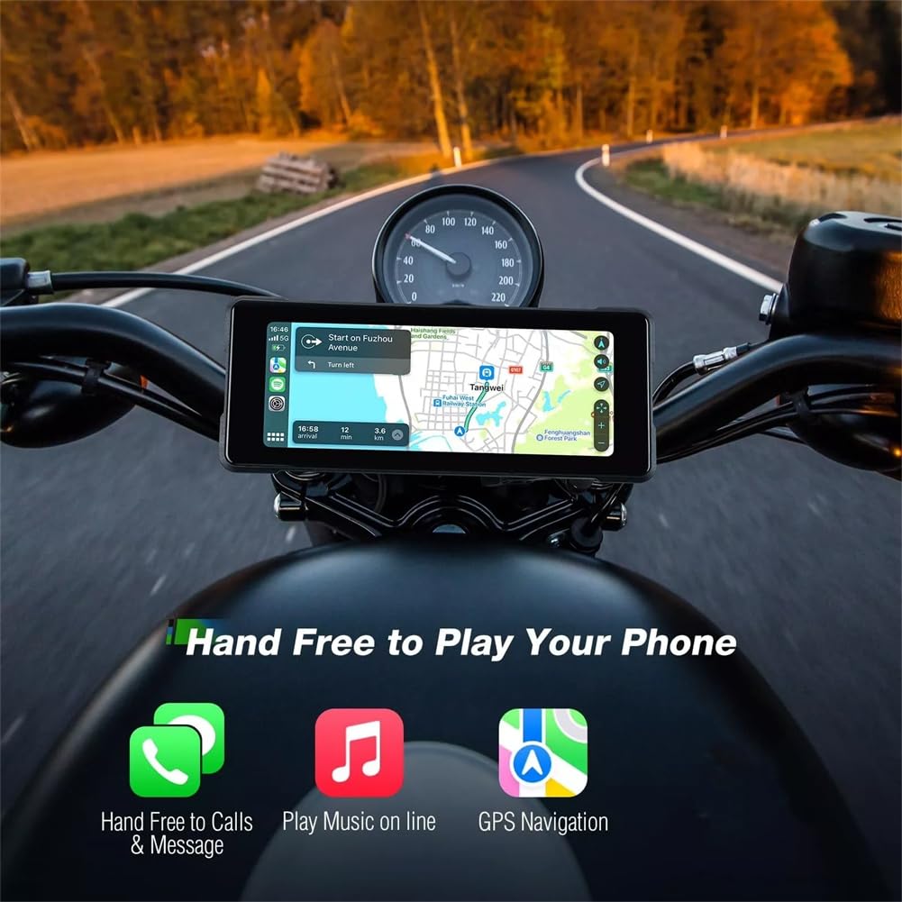 Bamberg Navigatore GPS Bluetooth Portatile da 6,86 Pollici per Motociclette, Resistente all'Acqua IP68, con Schermo Wireless, Compatibile con Carplay Android Auto e Lettore MP5.