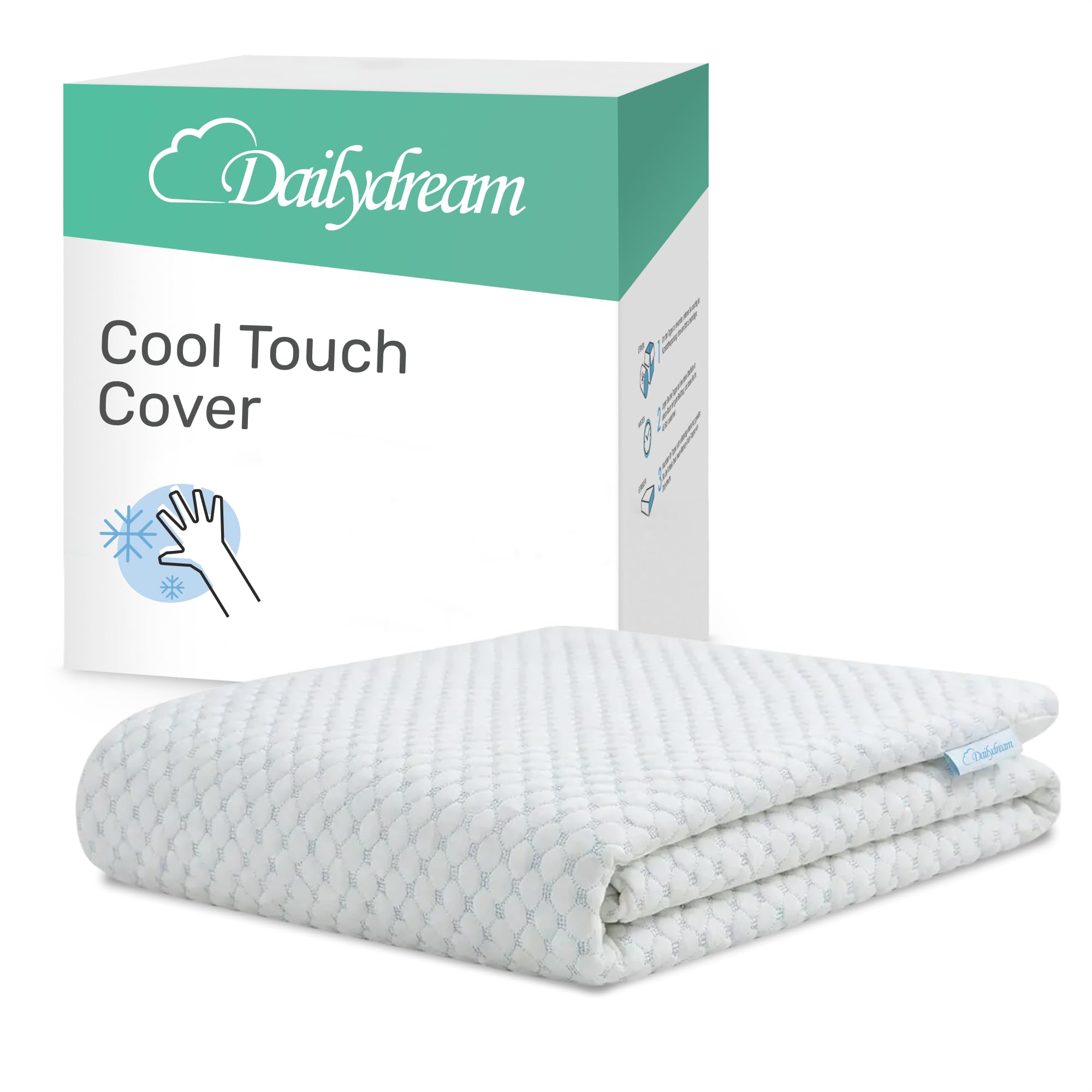 Dailydream Matratzentopper Cover Cool Touch 90x200 | Kühlender Ersatzbezug für Topper | SENSICE™-Technologie | rutschfest, atmungsaktiv & waschbar | 60% Polyester, 40% Viskose | Oeko-TEX® zertifizie