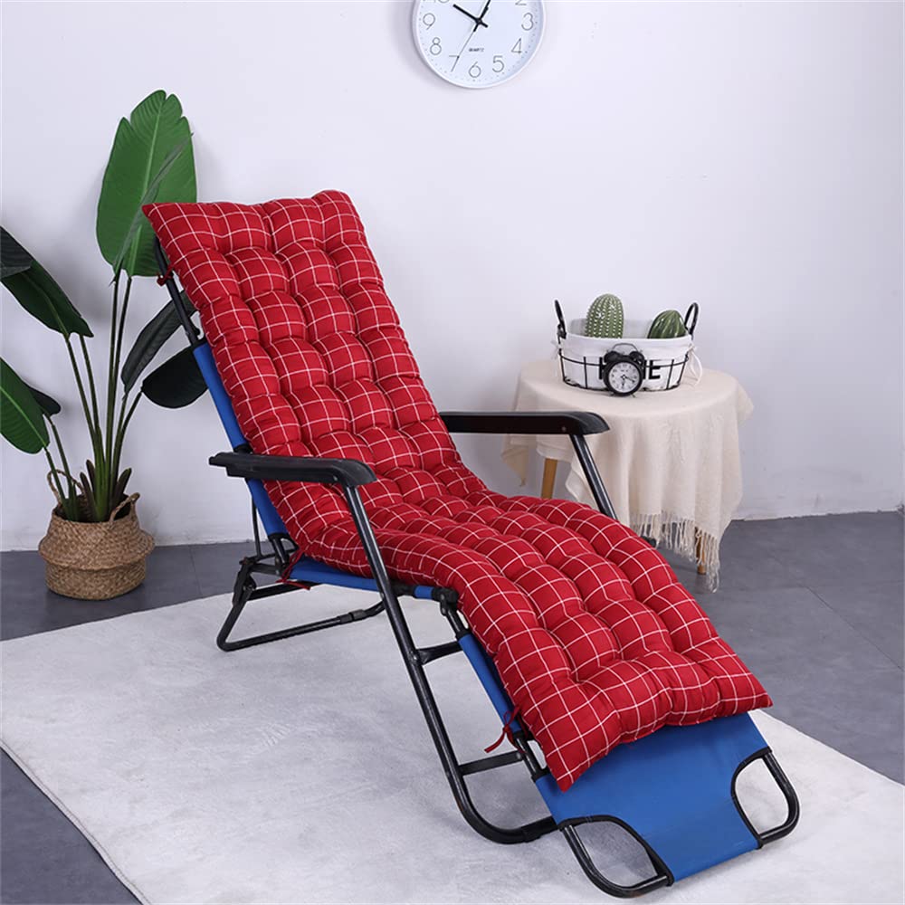 Morbuy Sunlounger Cushions Replacement with Top Cover Thick, Garden Bench Cushion Sunbed Rocking Chair Cushion for Indoor Outdoor Garden Patio (53 * 190cm,Checkered red)
