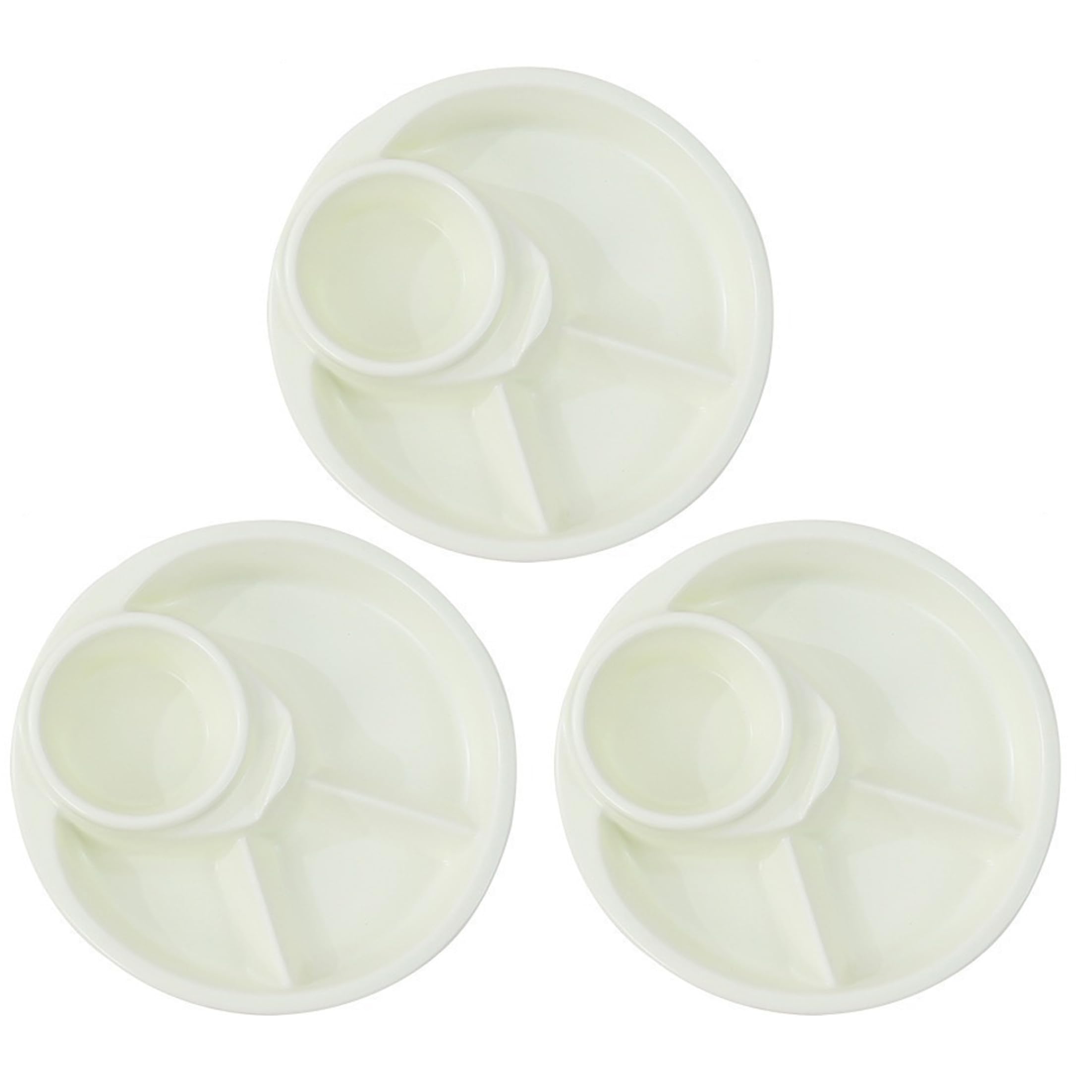 Striegro Portion Control Plates For Adults, 3 Pack Portion Control Plates For Adults, Plastic Divided Compartment, Dishwasher Safe, White..