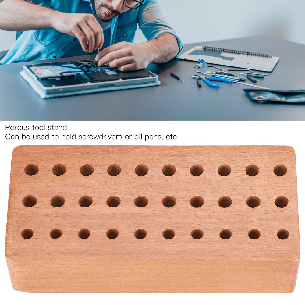 Supporto per Utensili in Legno per Cacciavite, Supporto in Legno per Riporre Oggetti con 30 Fori, Comodo e Durevole