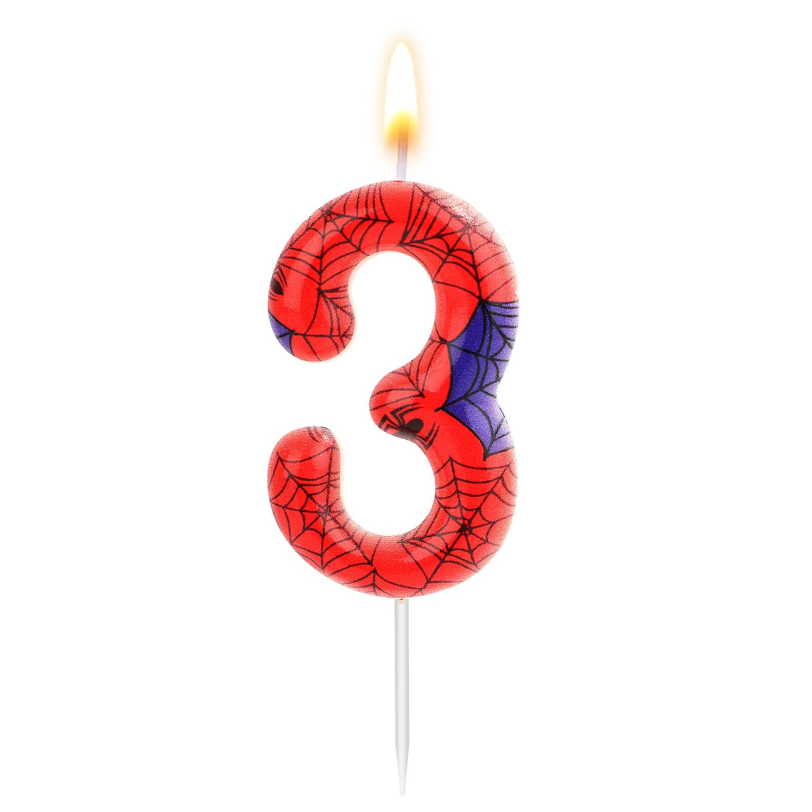 Spider Themed Birthday Decorations - Number & Web Candle Set for Boy's Birthday & Halloween (3)