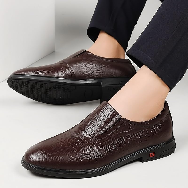 Men's Formal Oxford Shoes Wedding Tuxedo Pointed Toe Block Heel Office Business Slip-on French Leather2