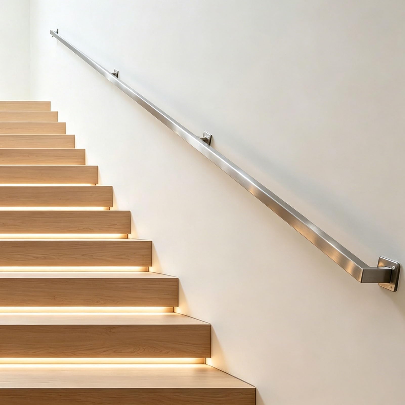 Sxbhdm One Color Stainless Steel Handrail For Stairs, 30-600Cm Stair Hand Rail Banister Railing Support Kit, Square Wall Mounted Staircase Balustrade, Safety Grab Bar(16Ft/480Cm)