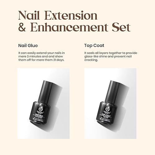 Miniatura 4 de beetles Gel Polish Kit de gel base de pegamento de uñas 2 en 1 y capa superior que no se limpia y kit de puntas de uñas de gel, 500 unidades