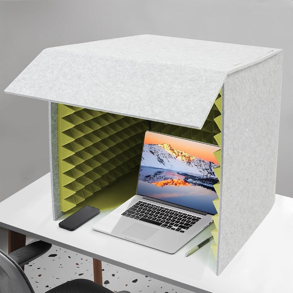 Cabina portátil de aislamiento de sonido de escritorio, escudo de grabación de reducción de ruido acústico de 31.5 pulgadas, cápsula insonorizada para oficina en casa