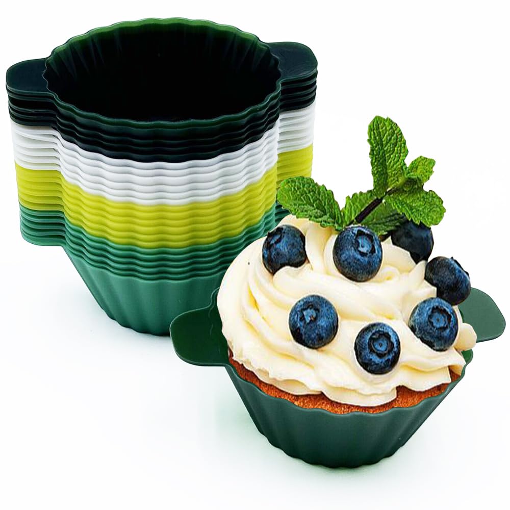 Silicone Muffin Cases Reusable Cupcake Cups Moulds, Non-Stick Standard Silicone Baking Moulds for Muffins, Set of 24, BPA-Free, Dishwasher Safe