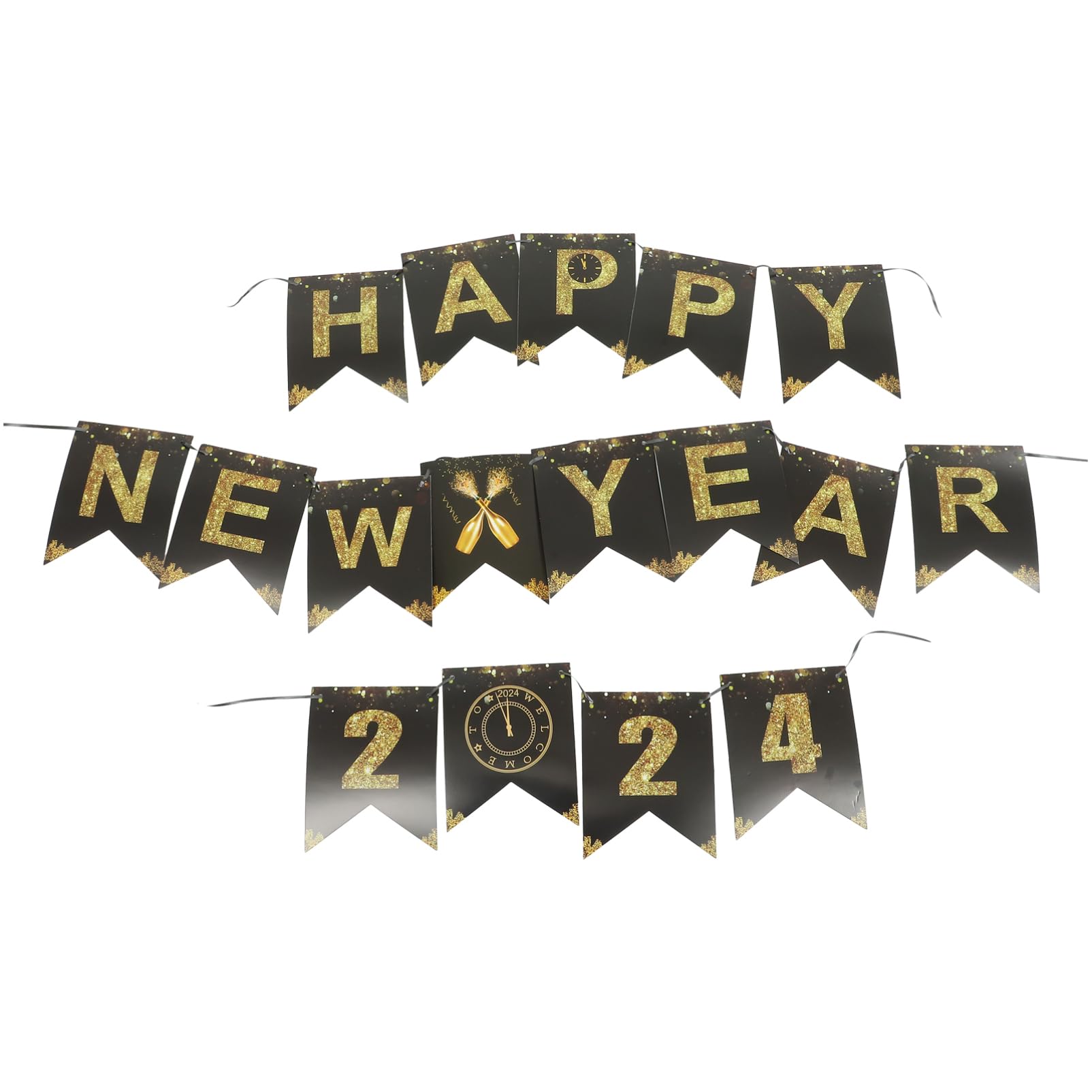 PRETYZOOM 5 Set Di Decorazioni Per Striscioni Di Forniture Per Feste Uniche 2024 Bandierine Appese Per Il Nuovo Anno Cartello Di Benvenuto Festivo