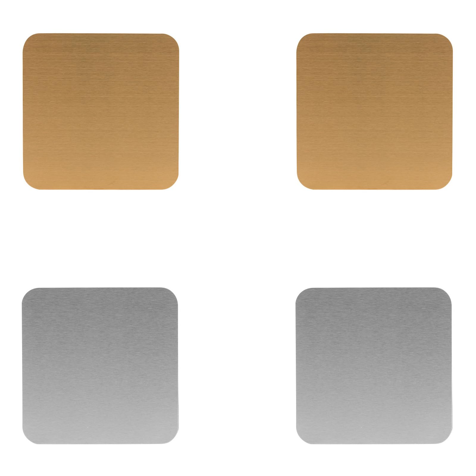 4 PCS Gold and Silver Square Cup Coasters, 10cm Stainless Steel Coasters, Heat Resistant Table Protector