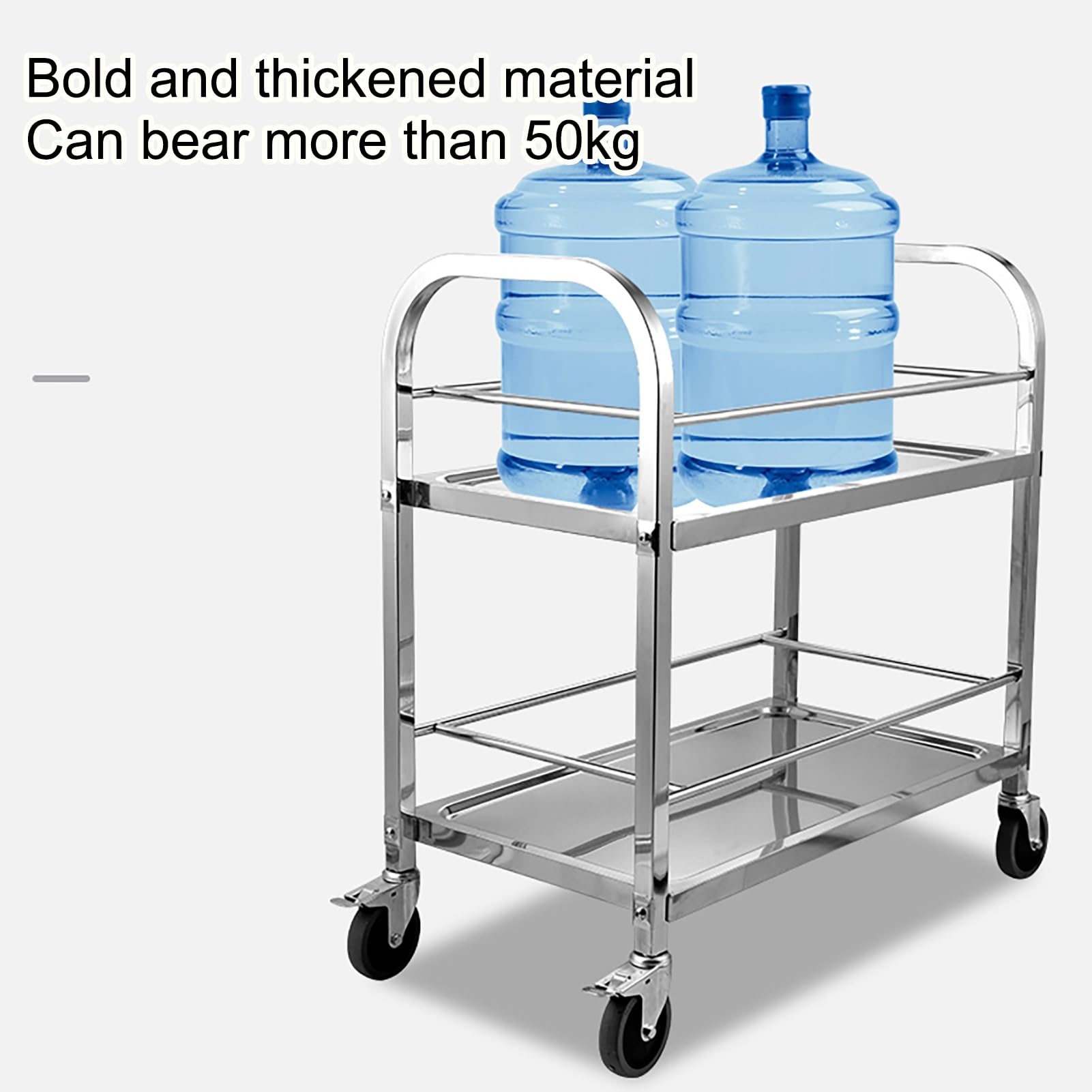 Carrello da lavoro in acciaio inox con ruote, tavolo da lavoro e preparazione commerciale, ruote silenziose a 360°, per ristorante, cucina, magazzino, garage, hotel, ,75*40*83.5 cm/30*16*33 in