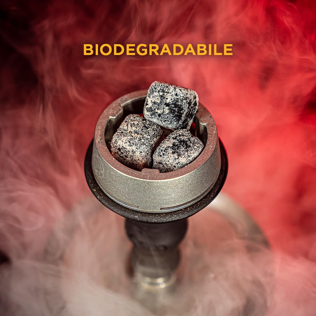 Carbón Natural Cocobration 27mm - 4kg (4x1kg) | Carbón para Cachimba, Shisha y Hookah, Cáscaras de Coco, Biodegradable, Combustión Larga y Uniforme