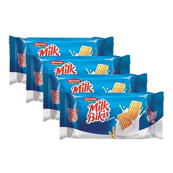 BRITANNIA Milk Bikis Biscuits 3.17oz 90g - Kids Favorite Breakfast & Tea Time Snacks Pack of 4