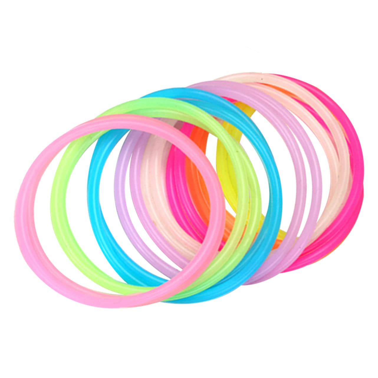 Cabilock 50 Pcs Pulsera de silicona pulseras de joyería pulseras a granel para niños pulsera de neón pulseras LED decoraciones de fiesta de los 80 pulseras luminosas a granel gel de sílice
