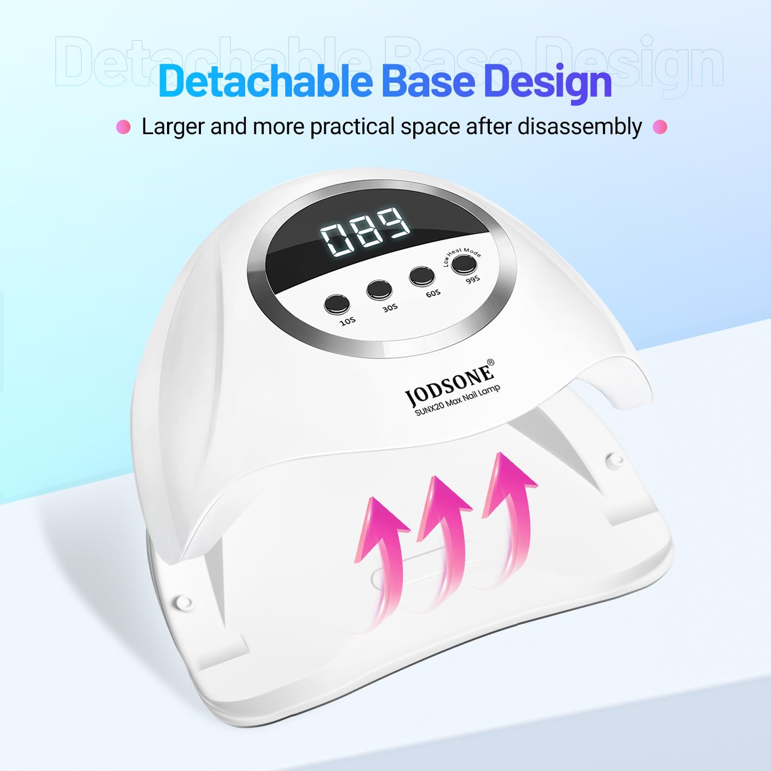 JODSONE X20 Lampada UV LED Unghie 320W professionale, Fornetto unghie 72 LED 4 Timer 10/30/60/99S, Sensore di Movimento Base Staccabile per Smalto Semipermanente e Gel UV