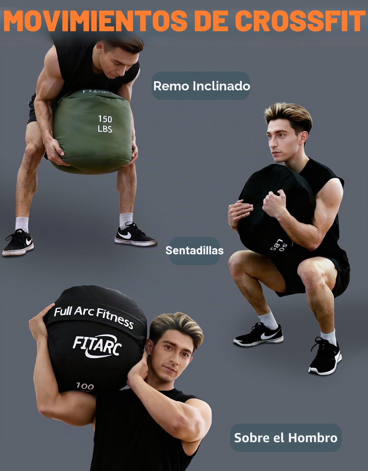 Fitarc Bolsa de arena para entrenamiento, bolsas de arena para entrenamiento con pesas, sacos de arena para entrenamiento con pesas, bolsa de arena redonda, entrenamiento cruzado y ejercicio, arena no