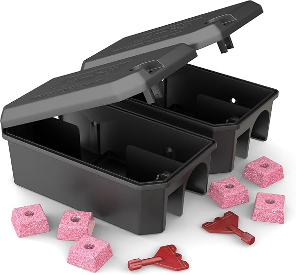 NOPE! Pre-Baited Rat Kit for Indoor/Outdoor Use (2 boxes, 6 blocks) | Ready-to-Use Brodifacoum Rodent Poison Bait Blocks with Max Strength - 1