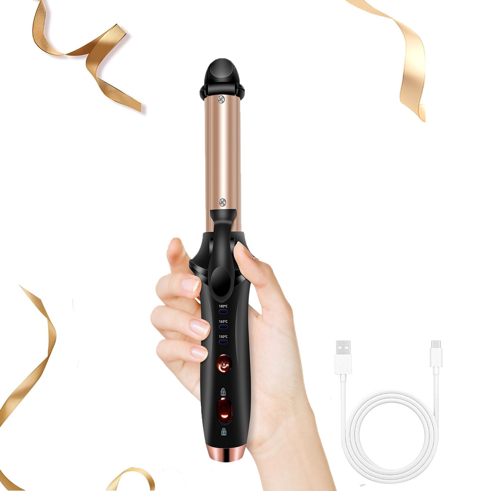 Cordless Curling Iron Travel Curling Iron USB Rechargeable Ceramic Curling Wand 302 F-356 F Mini Flat Iron with